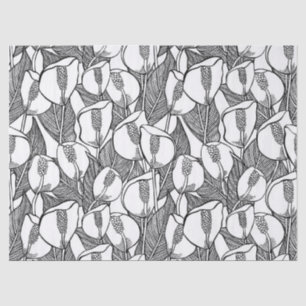 Black And White Peace Lily Pattern Tissue Paper
