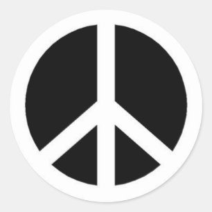 Black and White Peace Sign Classic Round Sticker