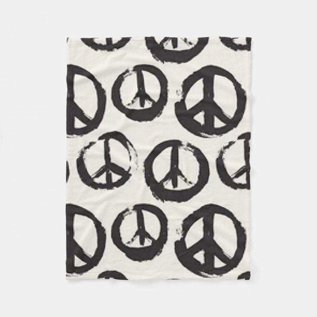 Black and white peace sign fleece blankets (Front)