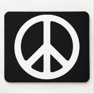 Black and White Peace Sign Mouse Pad