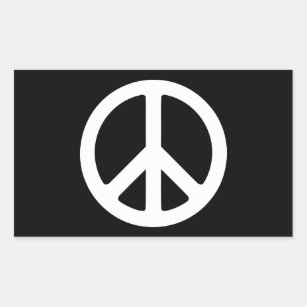 Black and White Peace Sign Rectangular Sticker