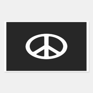 Black and White Peace Sign Rectangular Sticker