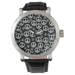 Black and White Peace Signs Watch