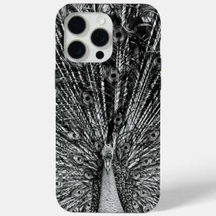 Black and White Peacock iPhone 15 Pro Max Case