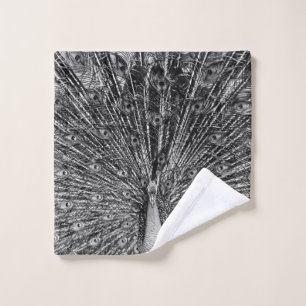 Black and White Peacock Photography Wash Cloth