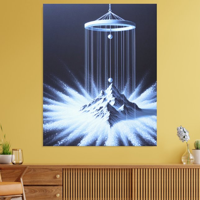 Black and White Pendulum Stretched Canvas Print (Insitu(LivingRoom))