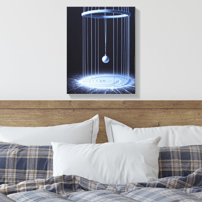 Black and White Pendulum Stretched Canvas Print (Insitu(Bedroom))
