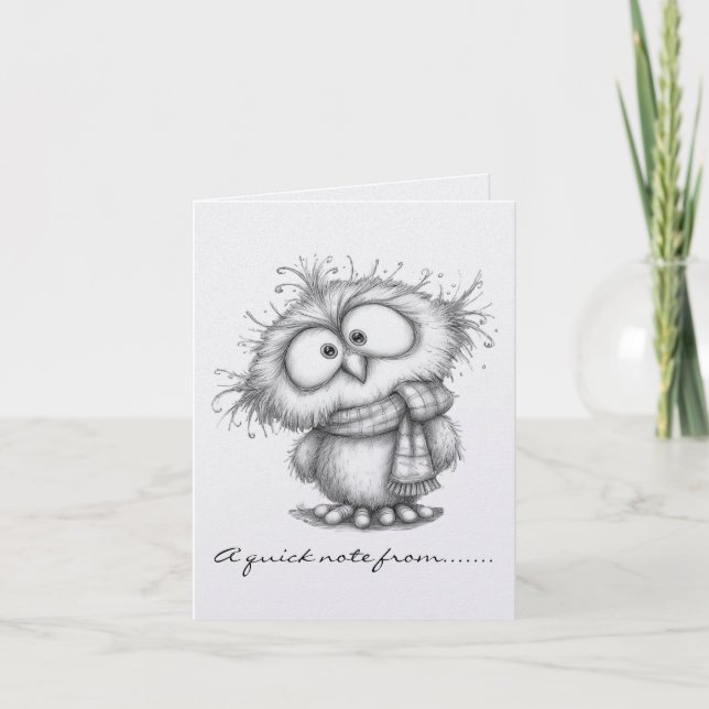 Black and White Penguin Note Card (Front)