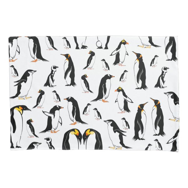 Black and white penguin Pattern Pillowcase (Front)