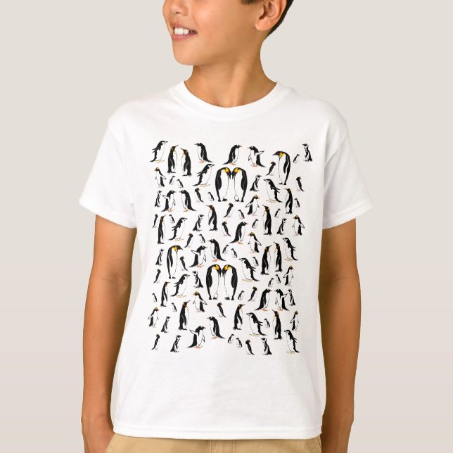 Black and white penguin Pattern T-Shirt (Front)