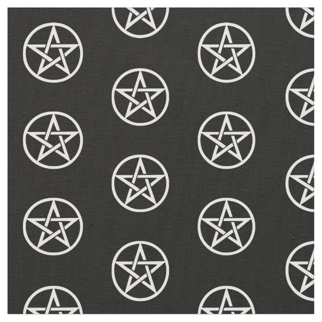Black and White Pentacle Altar Cloth Material (Close Up)
