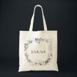 Black and white peonies elegant wedding favour gif tote bag<br><div class="desc">An elegant black and white flower design with beautiful peonies,  perfect for a chic and modern wedding. Fully customisable: you can easily change the colour of the text or the flowers to suit your taste.</div>