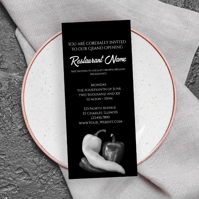 Black and White Peppers Restaurant Grand Opening Invitation (Creator Uploaded)