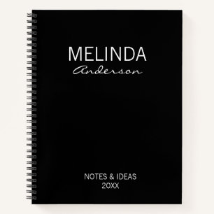 Black and white Personalise Elegant Gift Notebook