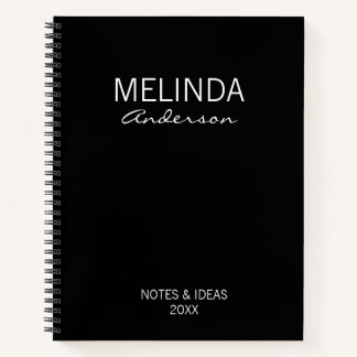 Black and white Personalise Elegant Gift Notebook