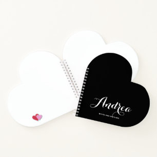 Black and White Personalised Calligraphy Script Notebook