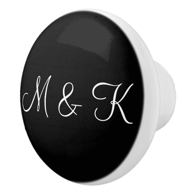 Black and White Personalised Ceramic Knob (Right)