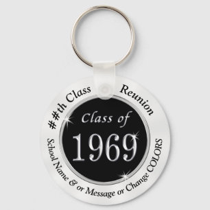 Black and White Personalised Class of 1969 Gifts Key Ring