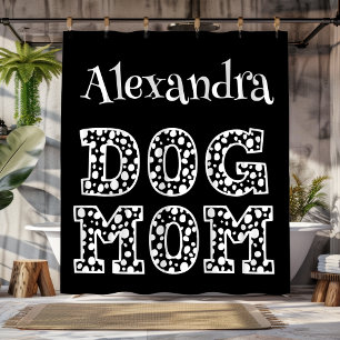 Black and White Personalised Dog Mum Shower Curtain