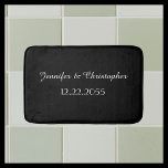 Black and White Personalised Elegant Plush Bath Mat<br><div class="desc">This plush bath mat can be any background colour you select - just click Customise.  Background is  a neutral black; two lines of personalisation are white.  A great gift for a wedding.  All Rights Reserved © 2015 Alan & Marcia Socolik.</div>