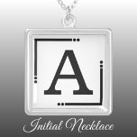 Black and white personalised initial silver plated necklace<br><div class="desc">Personalised necklace /  pendant.
Add your initial.
Colour scheme: black and white</div>