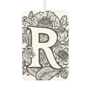 Black and White Personalised Ink Tattoo Flowers Car Air Freshener