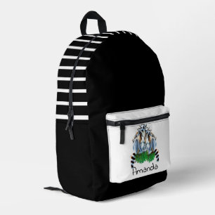 Black and White Personalised Lemurs  Backpack Bag 