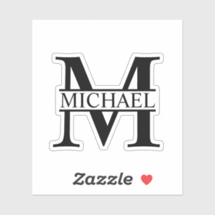 Black and White Personalised Monogram and Name