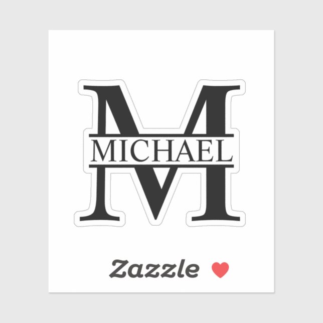 Black and White Personalised Monogram and Name (Sheet)