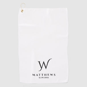 Black and white Personalised Monogram and Name  Go Golf Towel