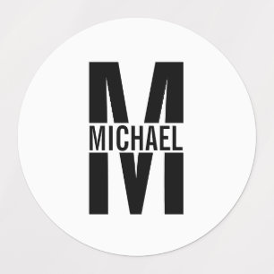 Black and White Personalised Monogram and Name Lab