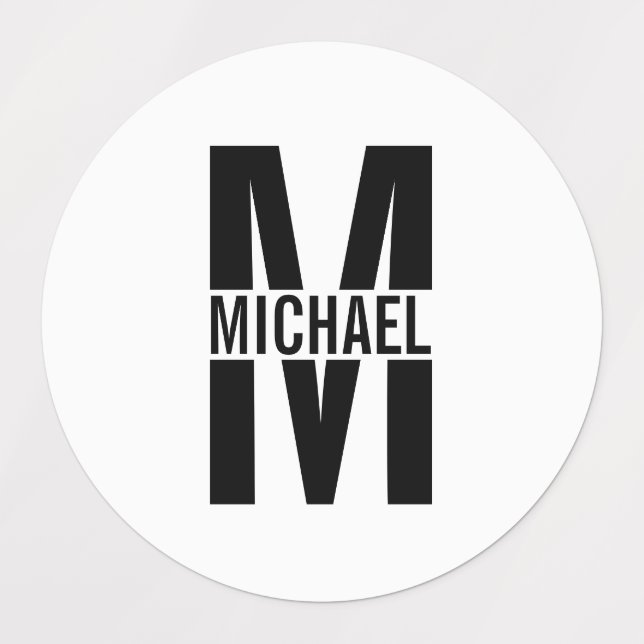 Black and White Personalised Monogram and Name Lab (Design 1)