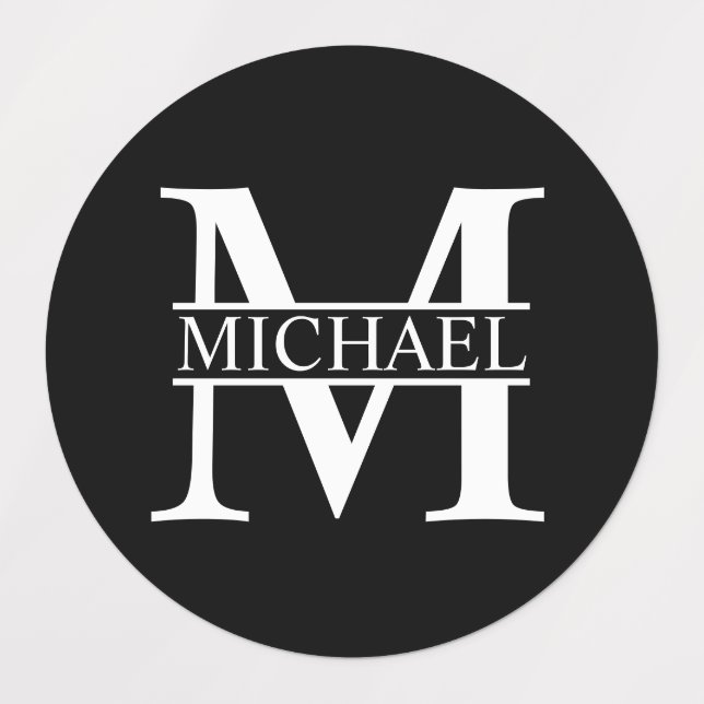 Black and White Personalised Monogram and Name Lab (Design 1)