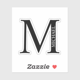 Black and White Personalised Monogram and Name Sti