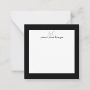 Black and White Personalised Monogram Name  Card