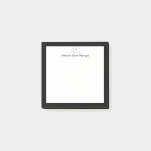 Black and White Personalised Monogram Name Post-it Notes