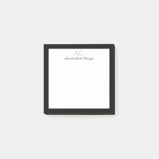 Black and White Personalised Monogram Name  Post-it Notes