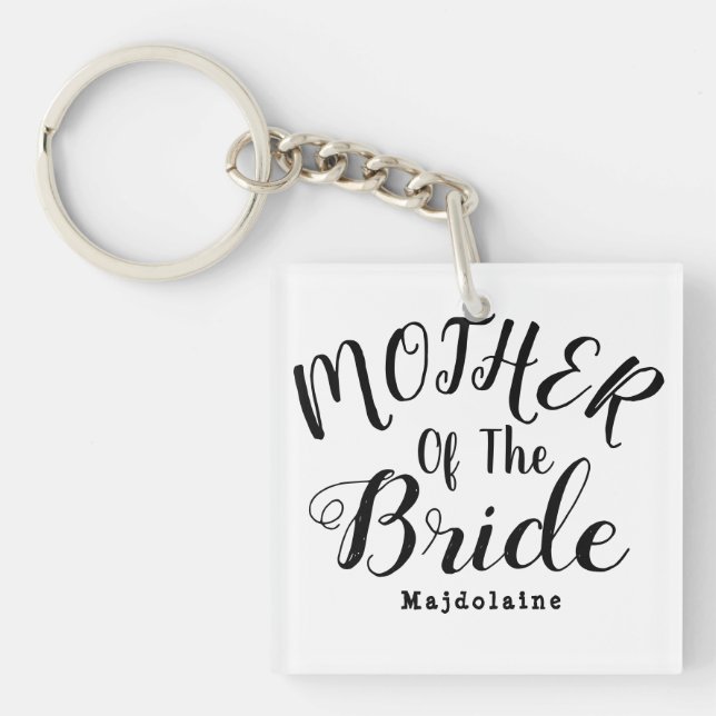 Black and white Personalised mother of the bride B Key Ring (Front)