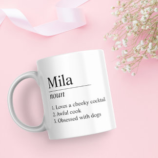 Black and White Personalised Name Definition Mug