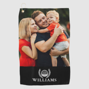 Black And White Personalised Name Monogram Photo Golf Towel