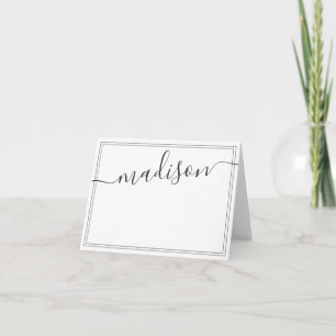 Black and White Personalised Name Script Signature Thank You Card