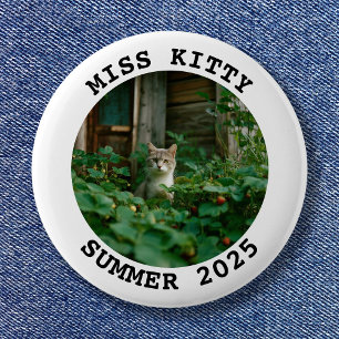 Black and White Personalised Round Photo Frame 6 Cm Round Badge
