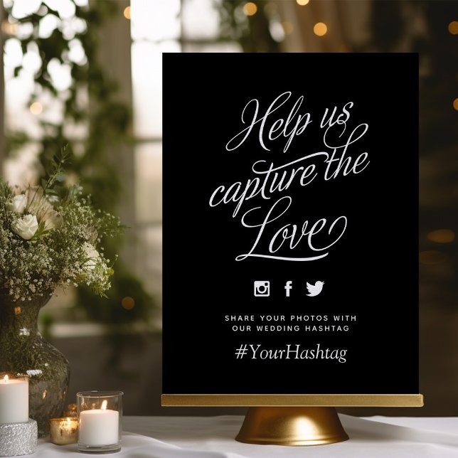 Black and White Personalised Wedding Hashtag Sign (Creator Uploaded)