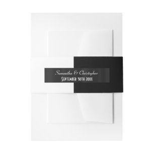 Black and white personalised wedding invitation belly band