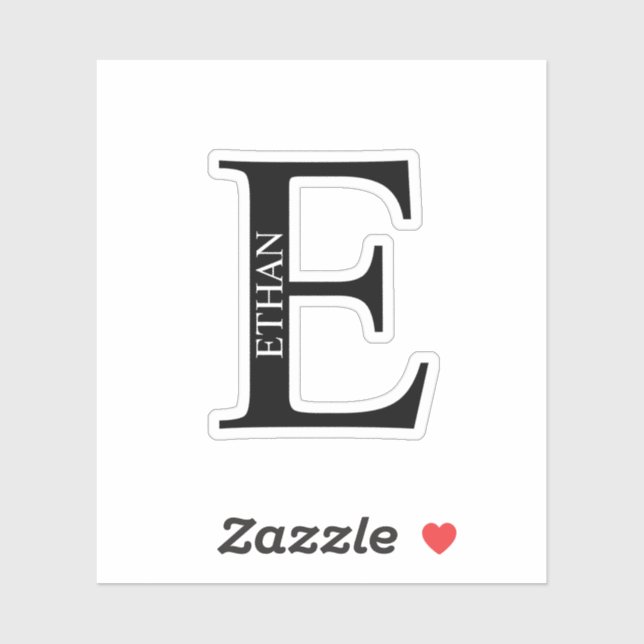 Black and White Personalized Monogram and Name (Sheet)