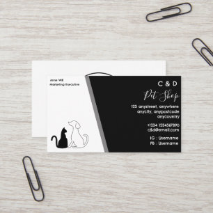 Black and White Pet Shop Business Card