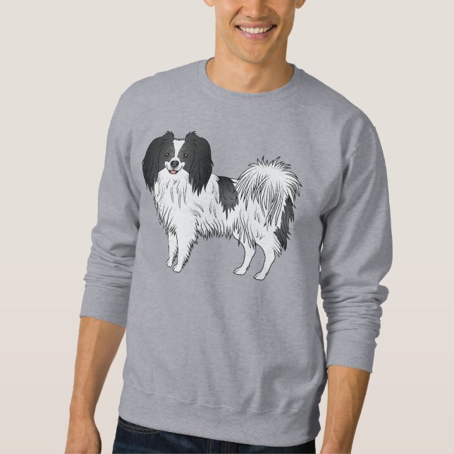 Black And White Phalène Art For Phalène Dog Lovers Sweatshirt (Front)