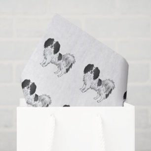 Black And White Phalène Cartoon Dogs Pattern Tissue Paper