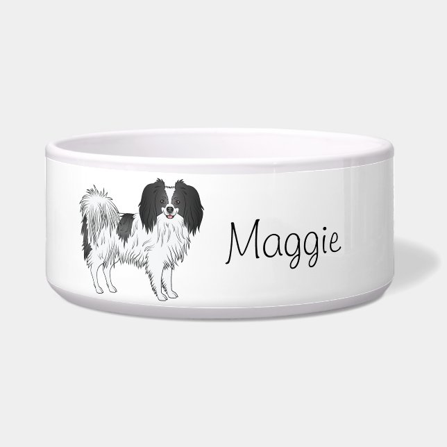 Black And White Phalène Dog With Personalised Name (Front)