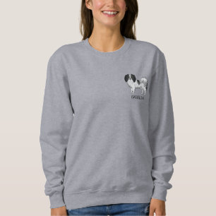 Black And White Phalène With Personalised Pet Name Sweatshirt